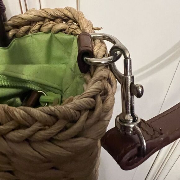 Sonoma Vintage Butterflies Straw Wicker Woven Handbag/Shoulder Purse Bag | Tan - Picture 8 of 9